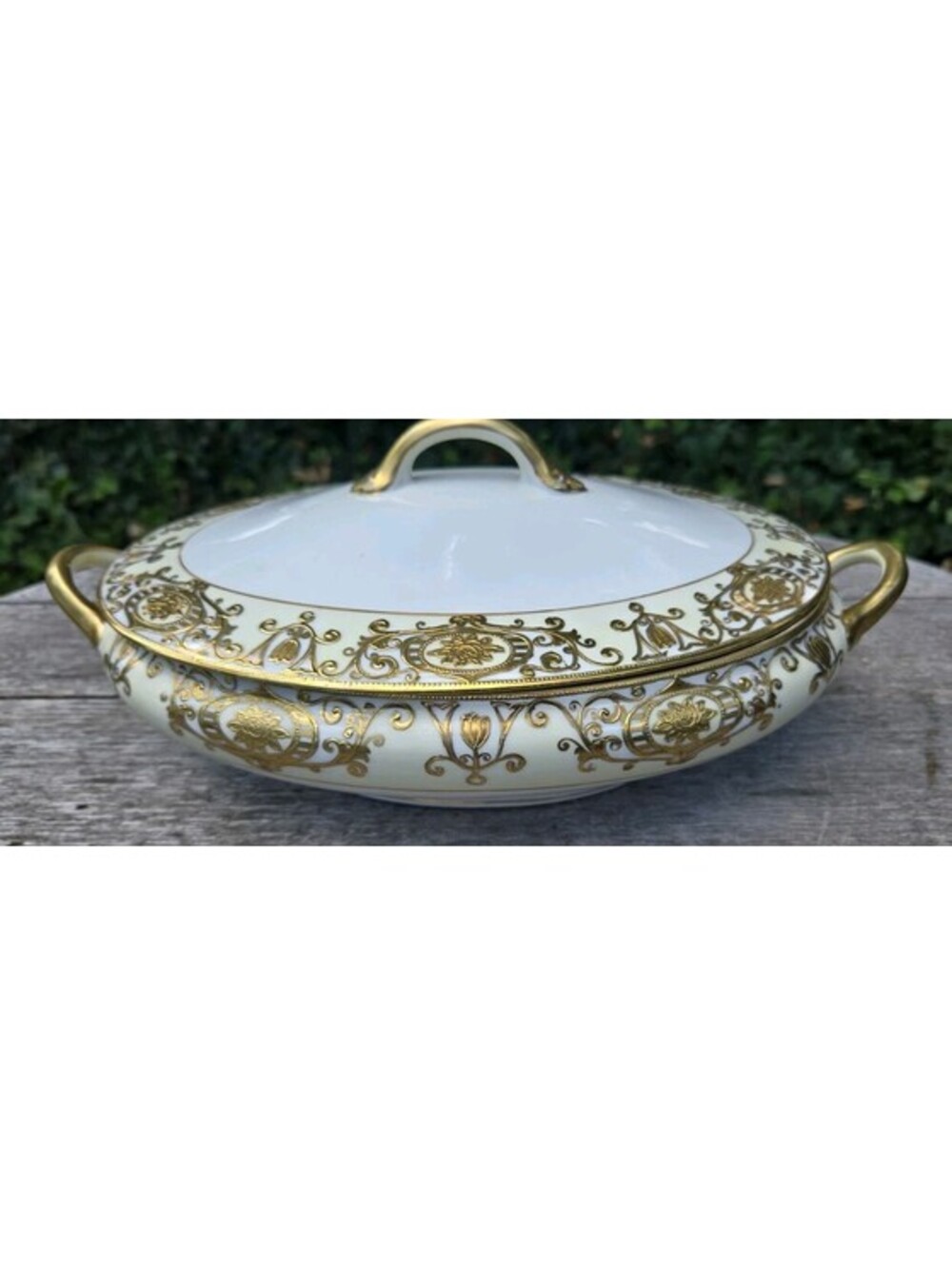 Vintage Noritake Oval Vegetable Tureen The Christmas Ball 16034 Pattern 22K GOLD
